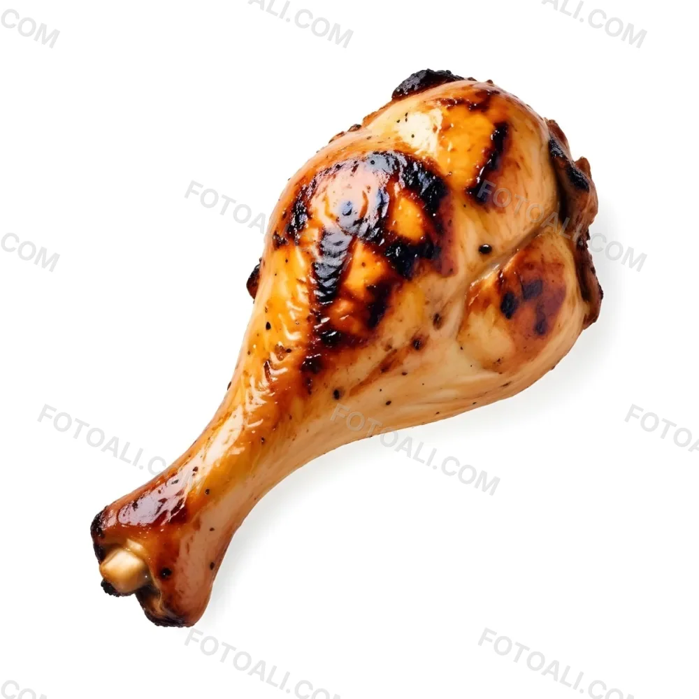 A Grilled Chicken Leg With Grill Marks Golden Brown Skin And Visible Meat Texture Isolated On A Plain White Background 10 13be