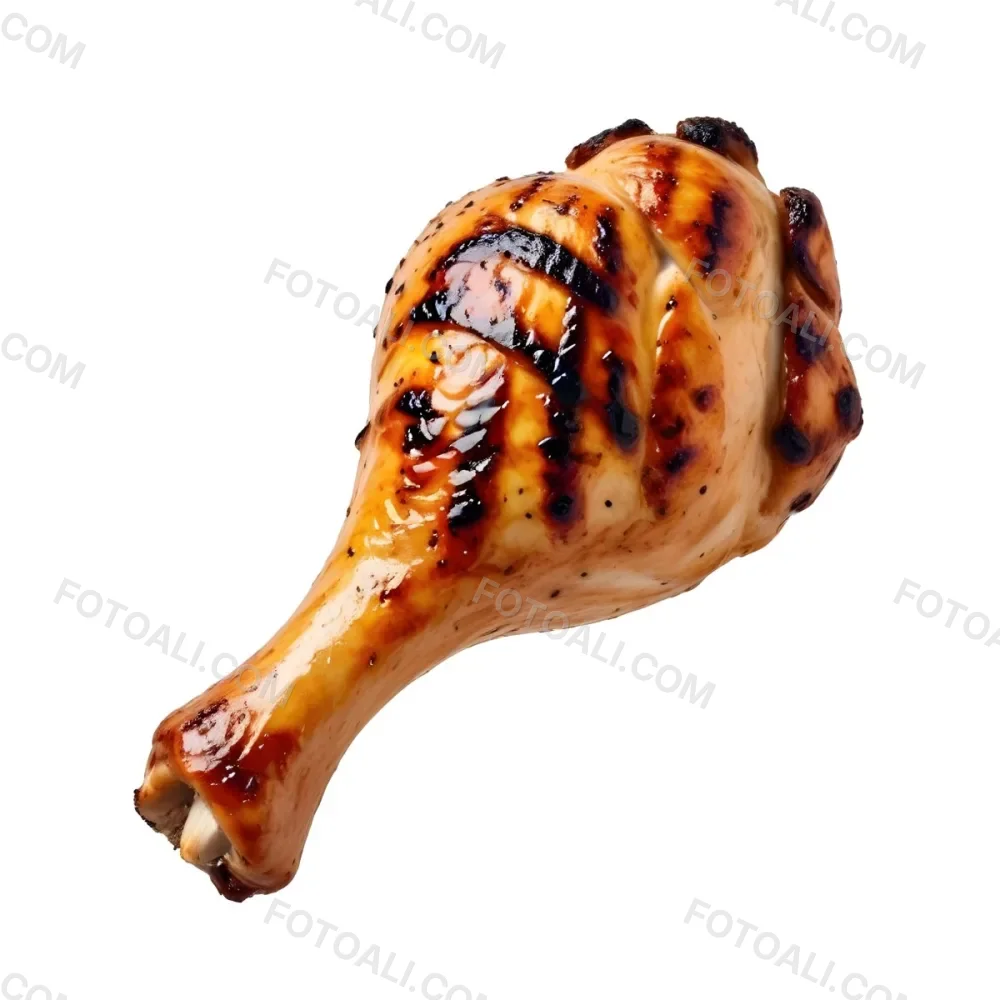 A Grilled Chicken Leg With Grill Marks Golden Brown Skin And Visible Meat Texture Isolated On A Plain White Background 17 Dc27