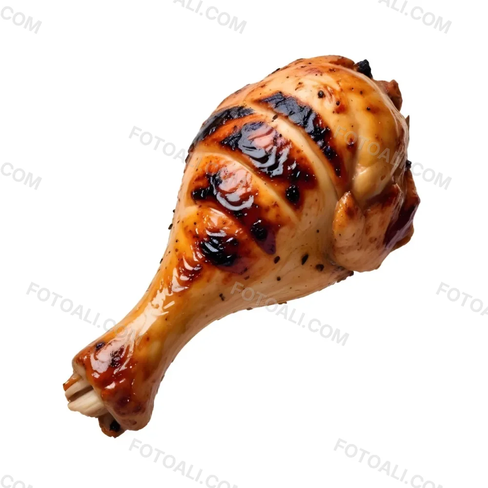 A Grilled Chicken Leg With Grill Marks Golden Brown Skin And Visible Meat Texture Isolated On A Plain White Background 4 E1aa