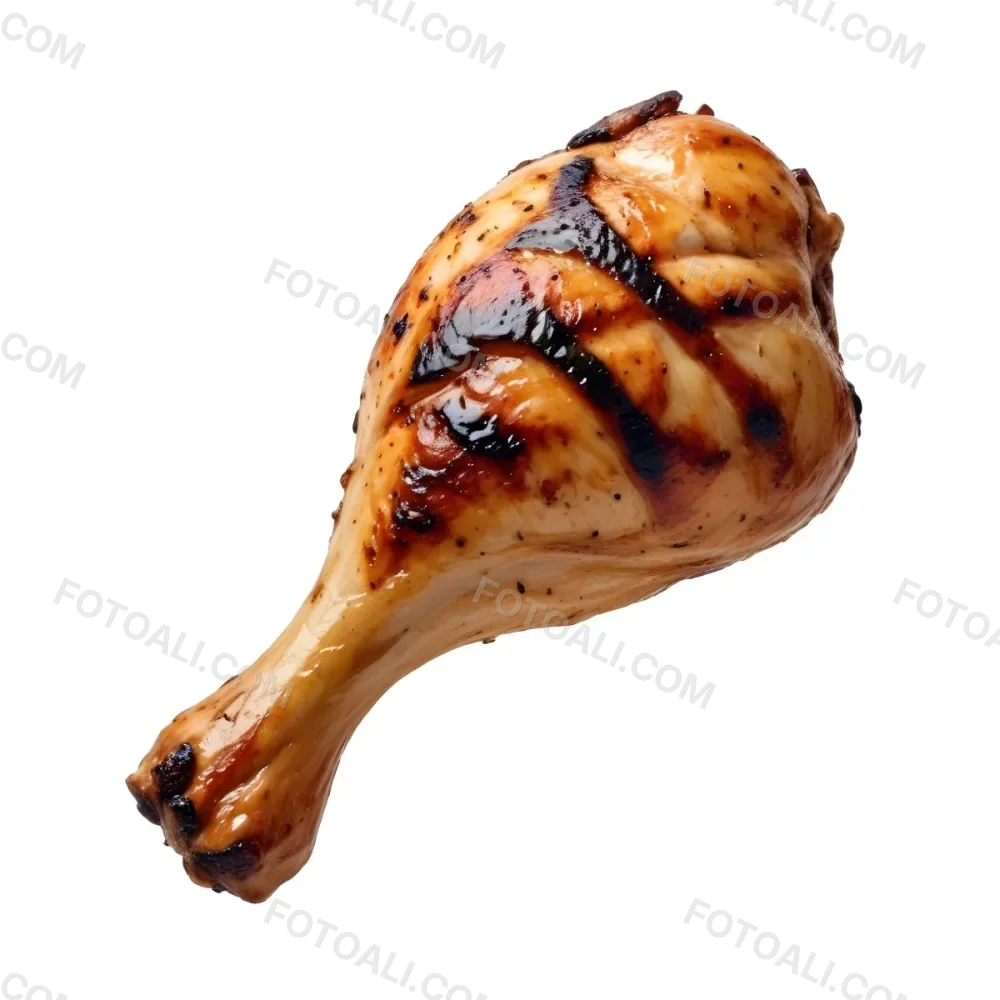 A Grilled Chicken Leg With Grill Marks Golden Brown Skin And Visible Meat Texture Isolated On A Plain White Background 8 Aa79