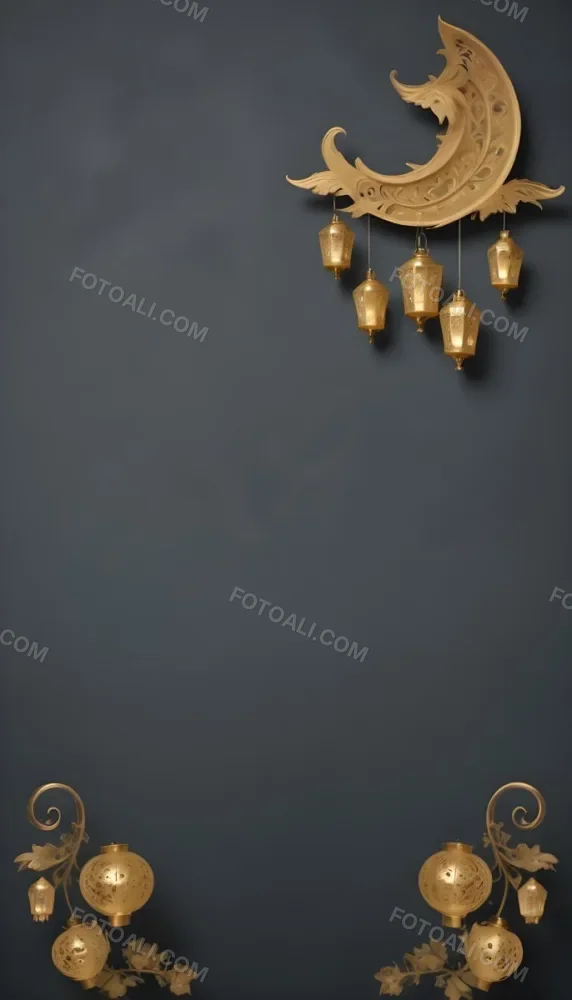 A Group Of Golden Lanterns Hanging Against A Dark Background 3 43d2