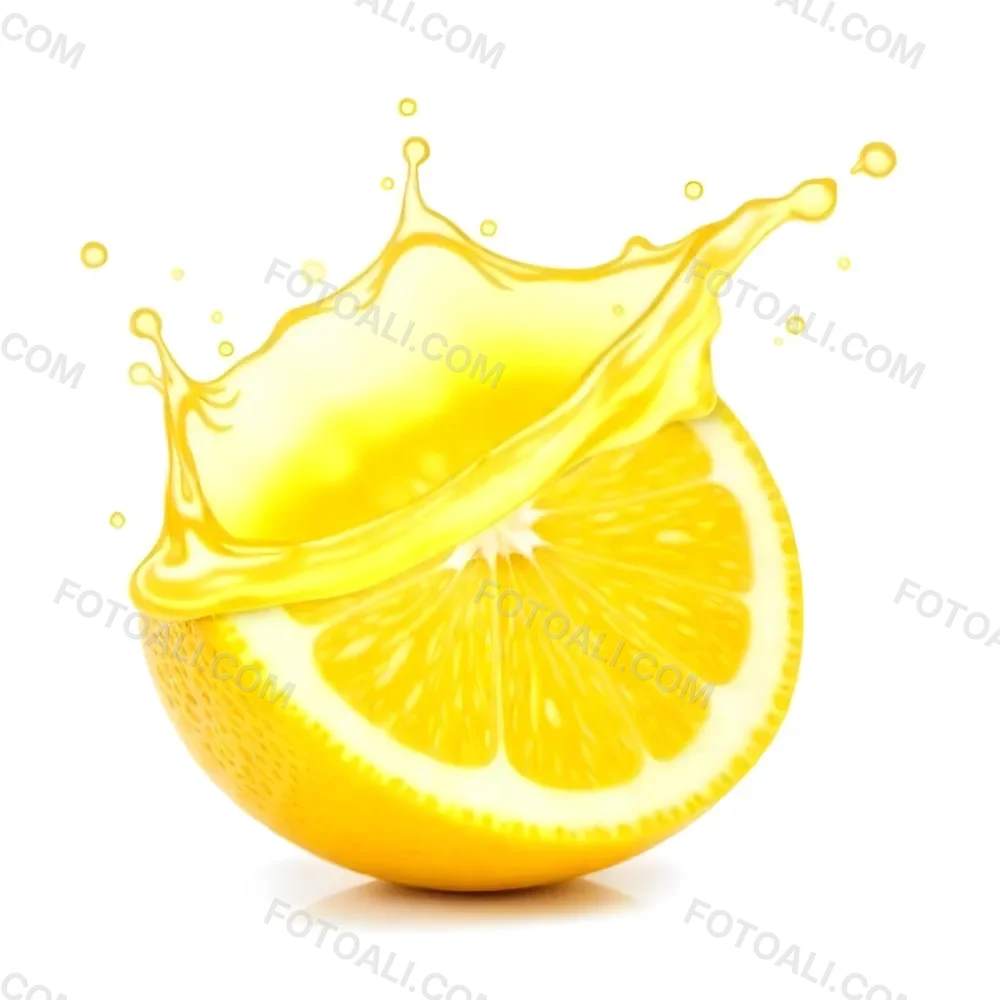 A Half Of A Lemon With Juice Splashing Out Yellow Color Smooth Texture White Background Vibrant Colors Refreshing Juicy And Visually Appealing 7 2f8c