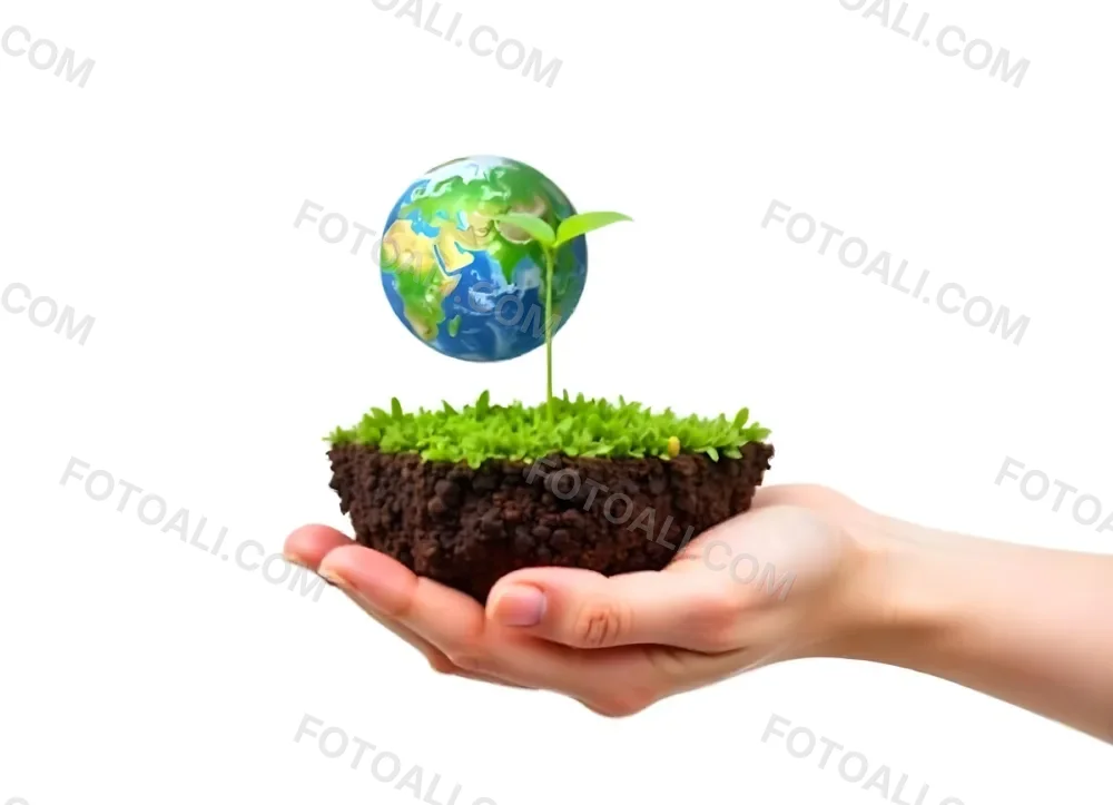 A Hand Holding A Half Earth With A Plant Growing Inside The Other Half Of The Earth Floating Above White Background 5 4e37