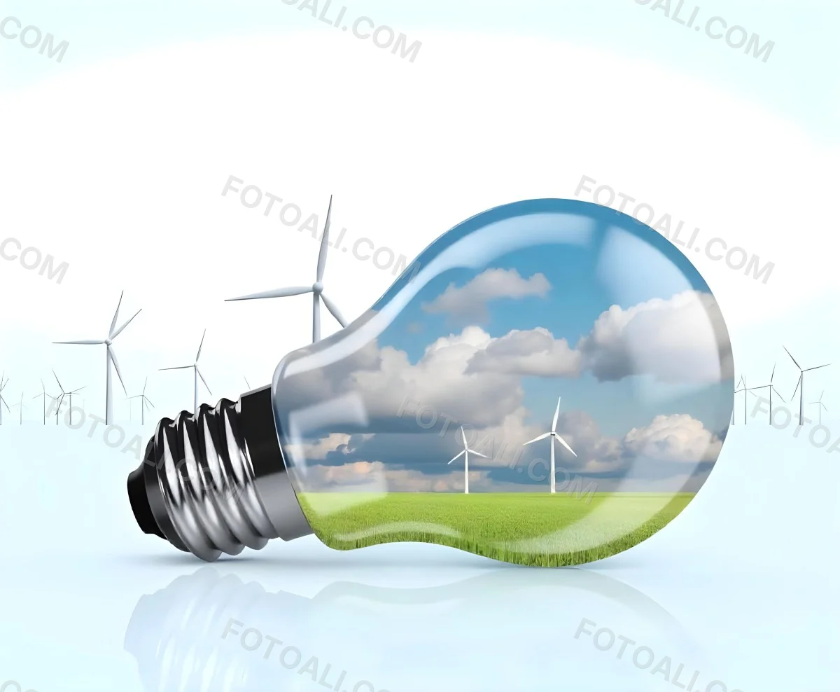 A Hand Holding A Light Bulb With Green Grass On Top Of It Solar Panels In A Green Field And A Blue Sky 114 F607