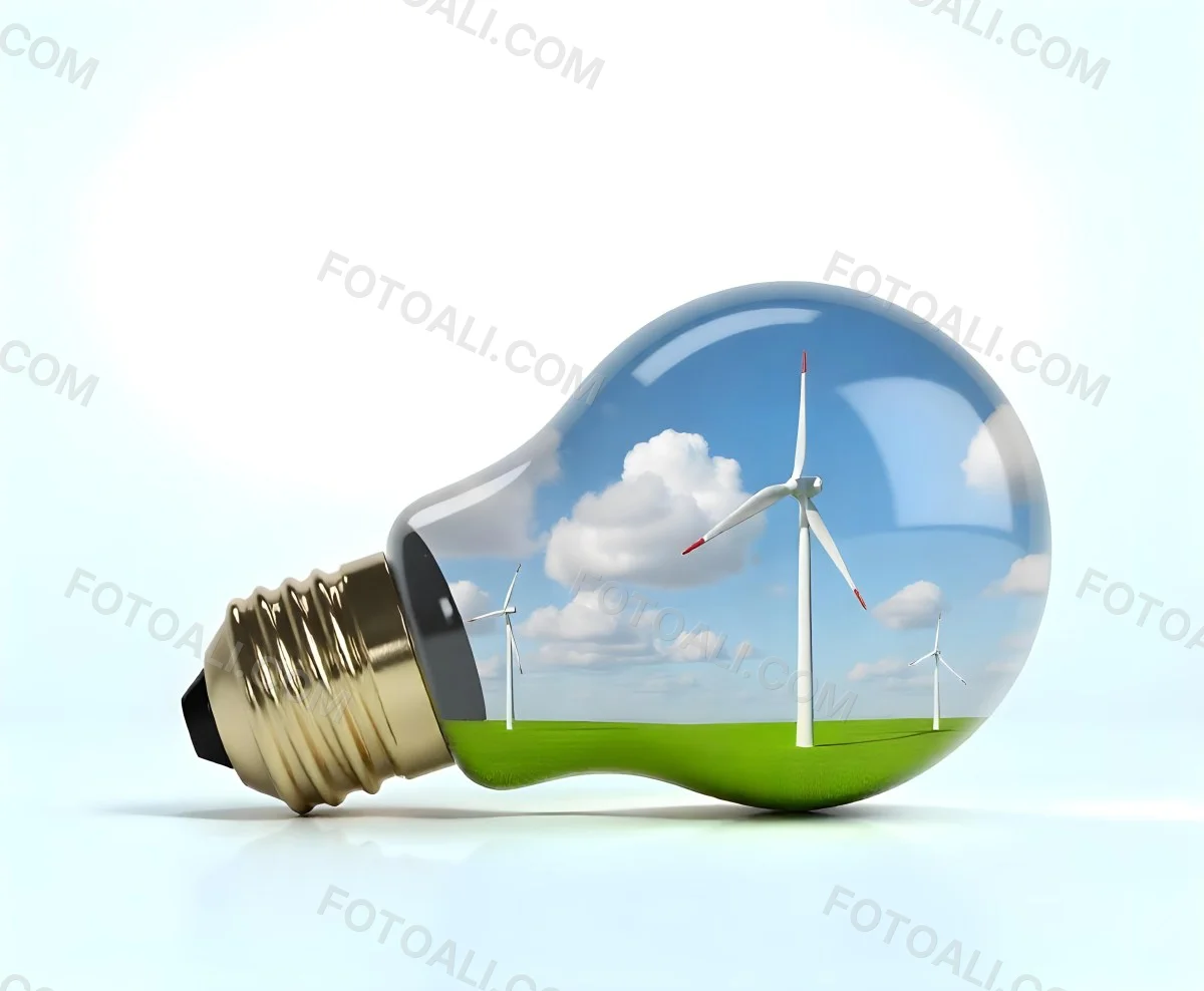 A Hand Holding A Light Bulb With Green Grass On Top Of It Solar Panels In A Green Field And A Blue Sky 121 7582