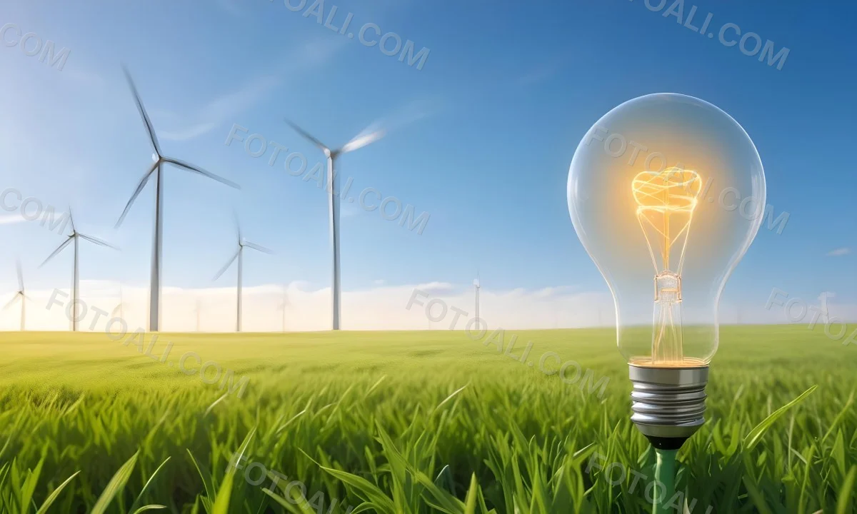 A Hand Holding A Light Bulb With Green Grass On Top Of It Solar Panels In A Green Field And A Blue Sky 94 16ba