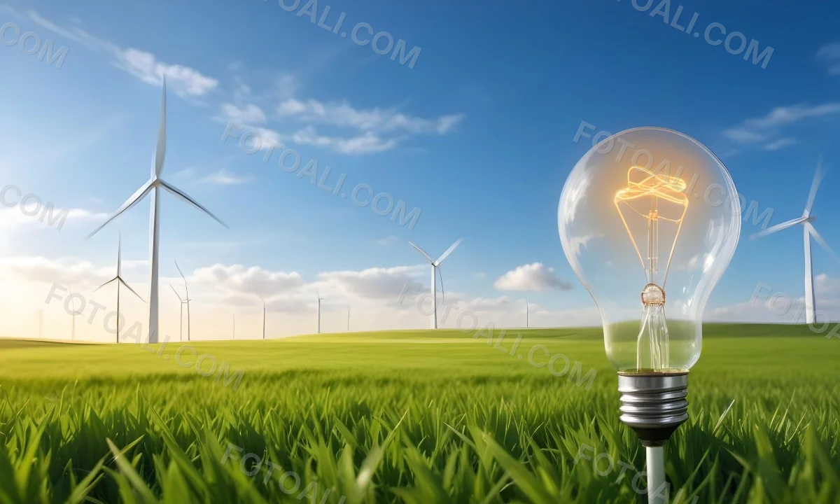 A Hand Holding A Light Bulb With Green Grass On Top Of It Solar Panels In A Green Field And A Blue Sky 99 3123