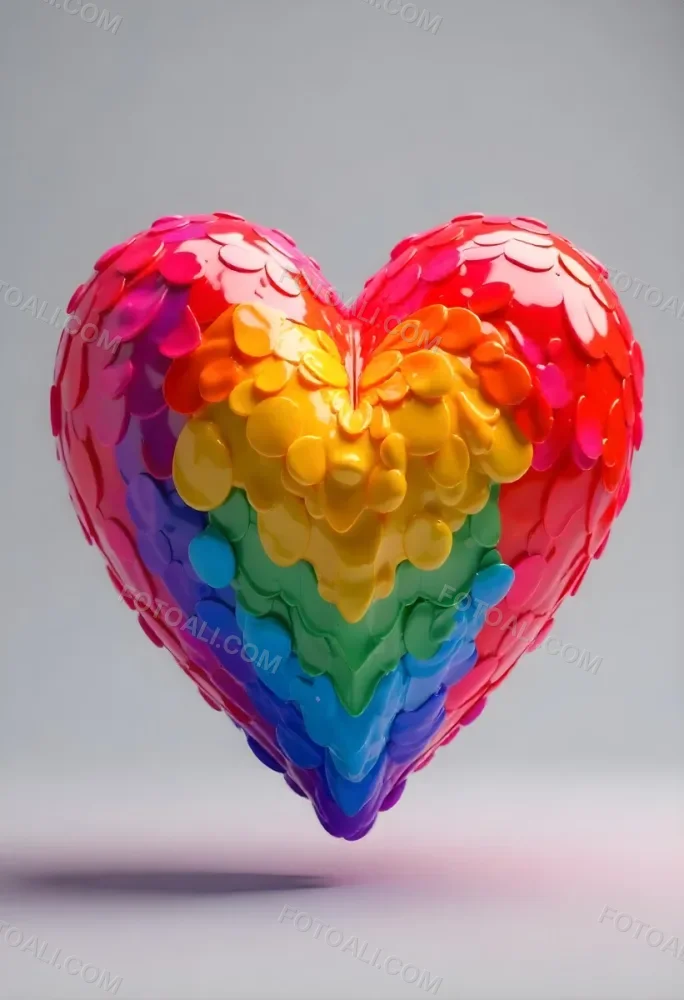 A Heart With Rainbow Colors And A Glossy Finish Vibrant Colors Radiating From The Center Creating A Dynamic And Eye Catching Background Love And Pride 10 F44b