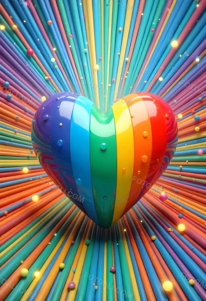 A Heart With Rainbow Colors And A Glossy Finish Vibrant Colors Radiating From The Center Creating A Dynamic And Eye Catching Background Love And Pride 13 Fe23