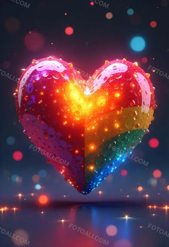 A Heart With Rainbow Colors And A Glossy Finish Vibrant Colors Radiating From The Center Creating A Dynamic And Eye Catching Background Love And Pride 24 7aa9