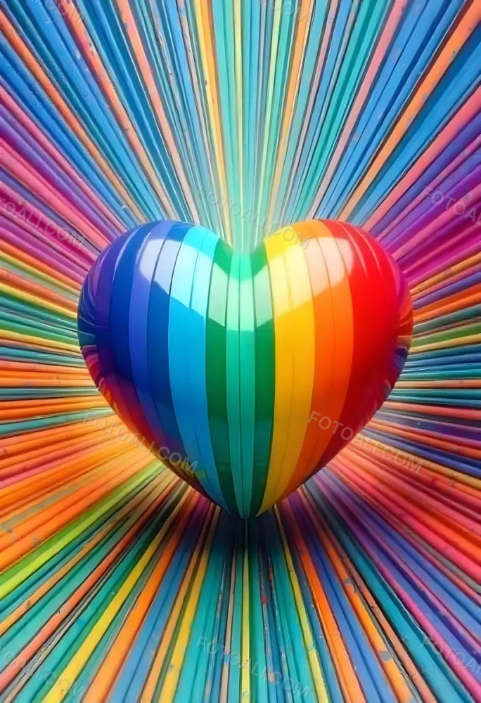 A Heart With Rainbow Colors And A Glossy Finish Vibrant Colors Radiating From The Center Creating A Dynamic And Eye Catching Background Love And Pride 3 5fd2