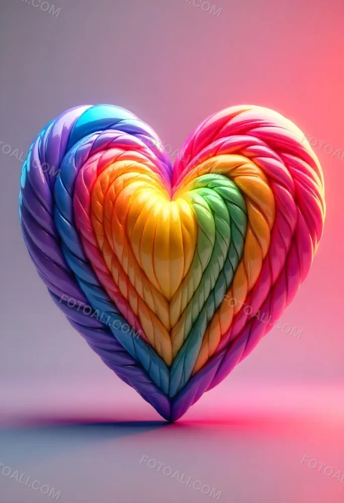 A Heart With Rainbow Colors And A Glossy Finish Vibrant Colors Radiating From The Center Creating A Dynamic And Eye Catching Background Love And Pride 6 123f