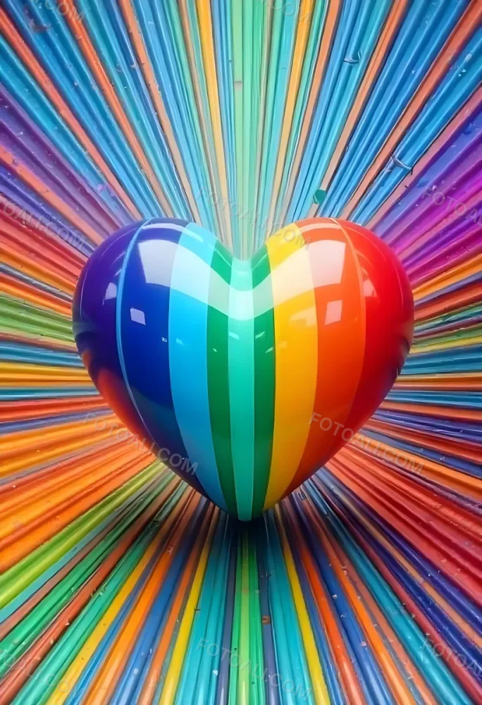A Heart With Rainbow Colors And A Glossy Finish Vibrant Colors Radiating From The Center Creating A Dynamic And Eye Catching Background Love And Pride 7 Cf68