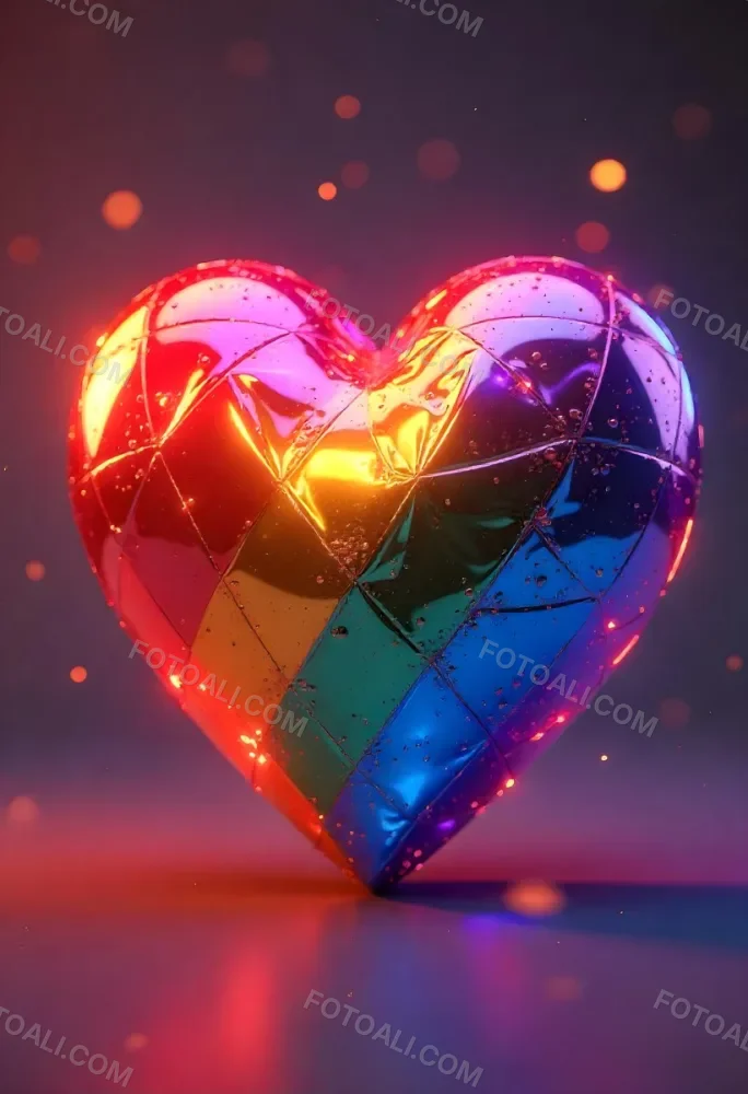 A Heart With Rainbow Colors And A Glossy Finish Vibrant Colors Radiating From The Center Creating A Dynamic And Eye Catching Background Love And Pride 8 D52b