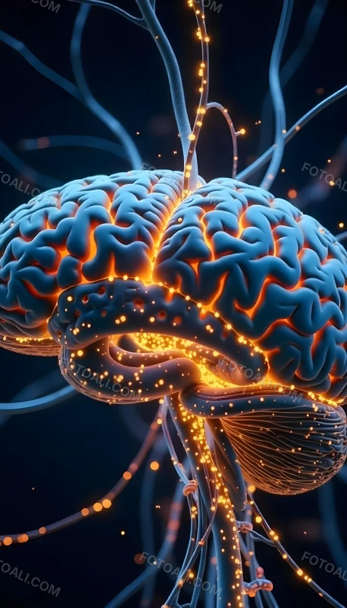 A Human Brain With Glowing Synapses Detailed Anatomy Neural Connections Intricate Details Dark Background Scientific Visualization Anatomical Representation Futuristic Technology Vibrant Colors 7 38a8