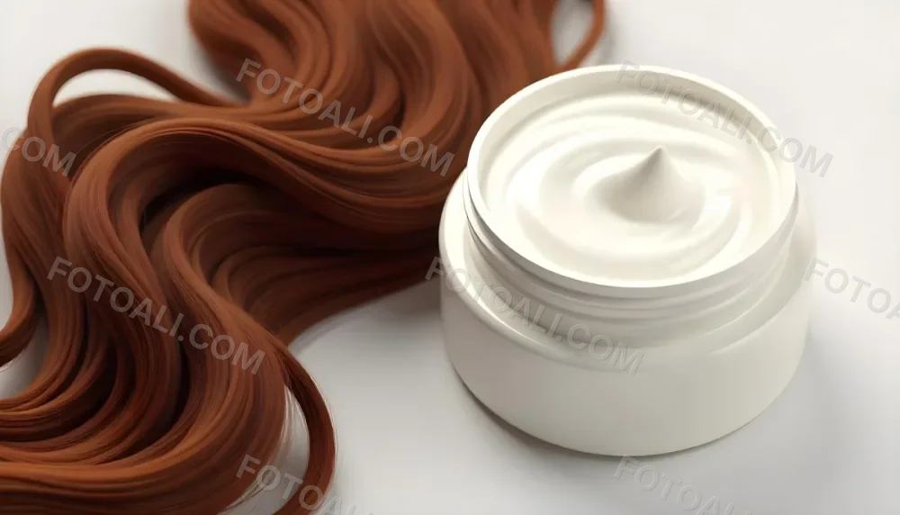 A Jar Of White Cream Next To Long Wavy Brown Hair The Jar Is On The Right Side Of The Image And The Hair Is On The Left Side 33 Ac9a