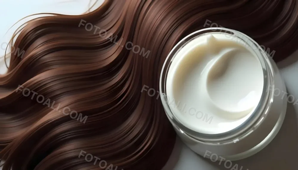 A Jar Of White Cream Next To Long Wavy Brown Hair The Jar Is On The Right Side Of The Image And The Hair Is On The Left Side 37 Da22