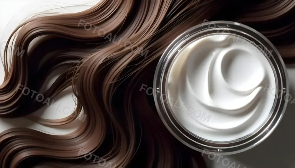 A Jar Of White Cream Next To Long Wavy Brown Hair The Jar Is On The Right Side Of The Image And The Hair Is On The Left Side 38 7000