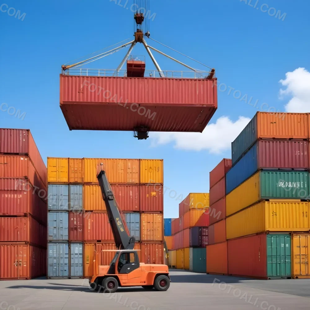 A Large Cargo Container Ship Being Loaded With Colorful Shipping Containers With A Crane Lifting A Container Onto The Ship The Background Shows A Clear Blue Sky 10 9f2e