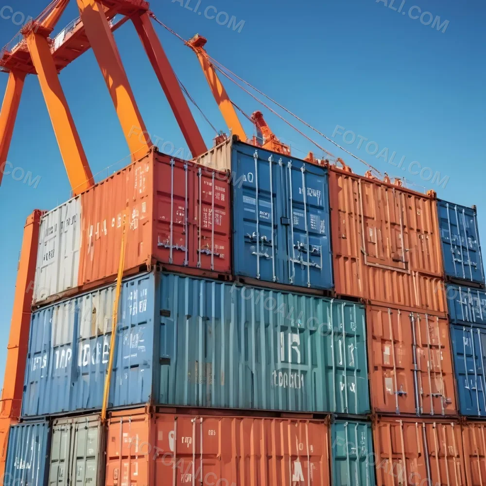 A Large Cargo Container Ship Being Loaded With Colorful Shipping Containers With A Crane Lifting A Container Onto The Ship The Background Shows A Clear Blue Sky 2 765d