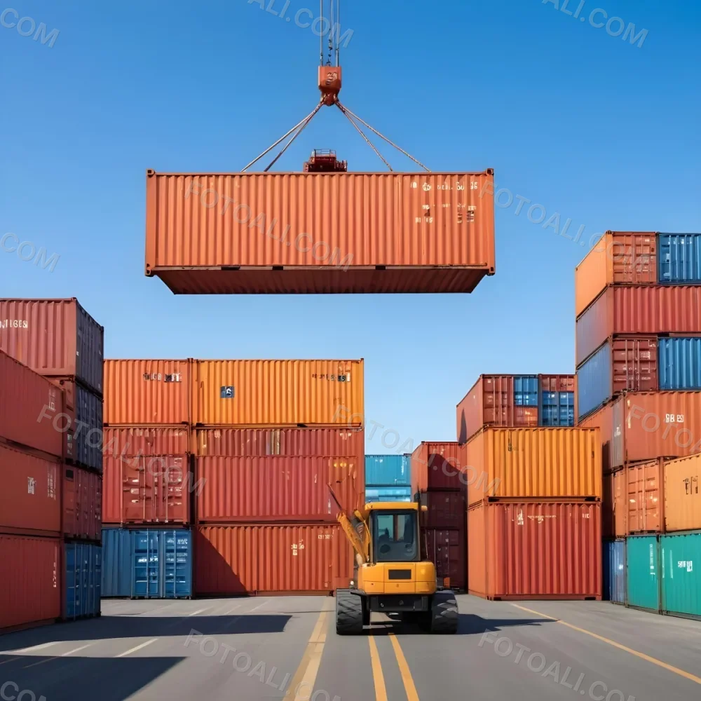 A Large Cargo Container Ship Being Loaded With Colorful Shipping Containers With A Crane Lifting A Container Onto The Ship The Background Shows A Clear Blue Sky 9 20f0