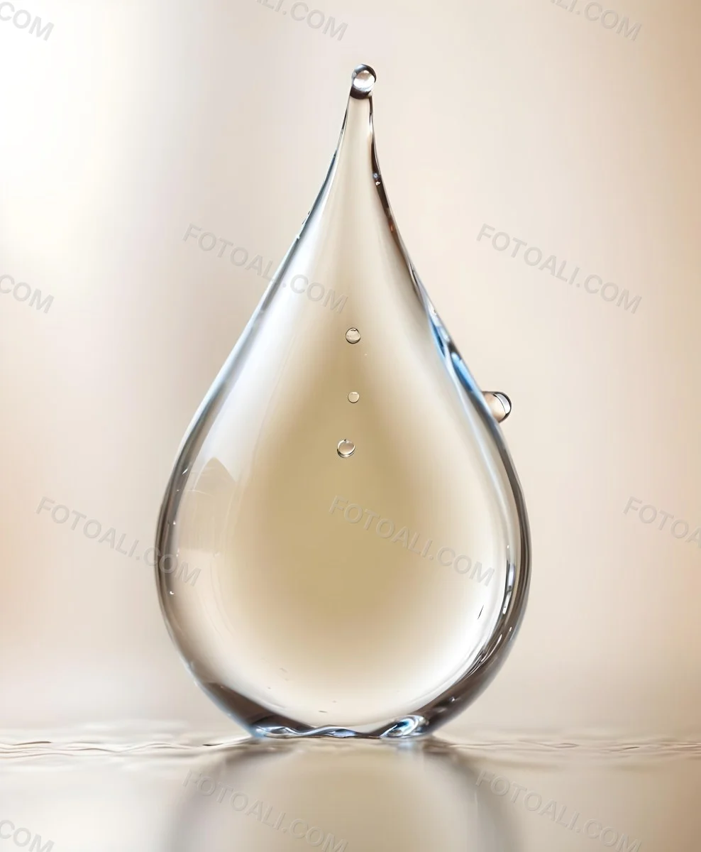 A Large Clear Glass Teardrop Shaped Object Filled With A Golden Liquid 15 E523