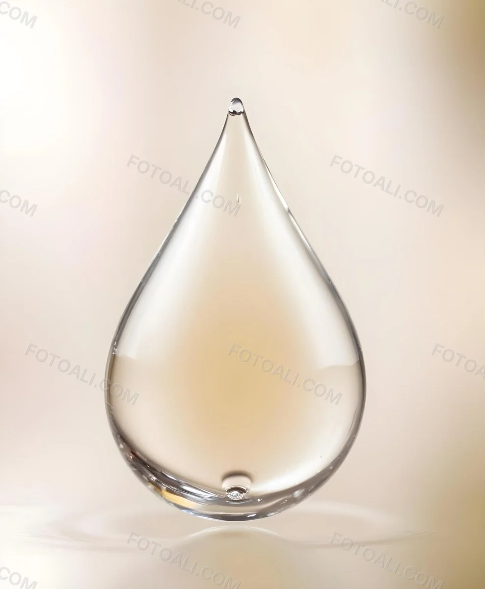 A Large Clear Glass Teardrop Shaped Object Filled With A Golden Liquid 16 5c0f