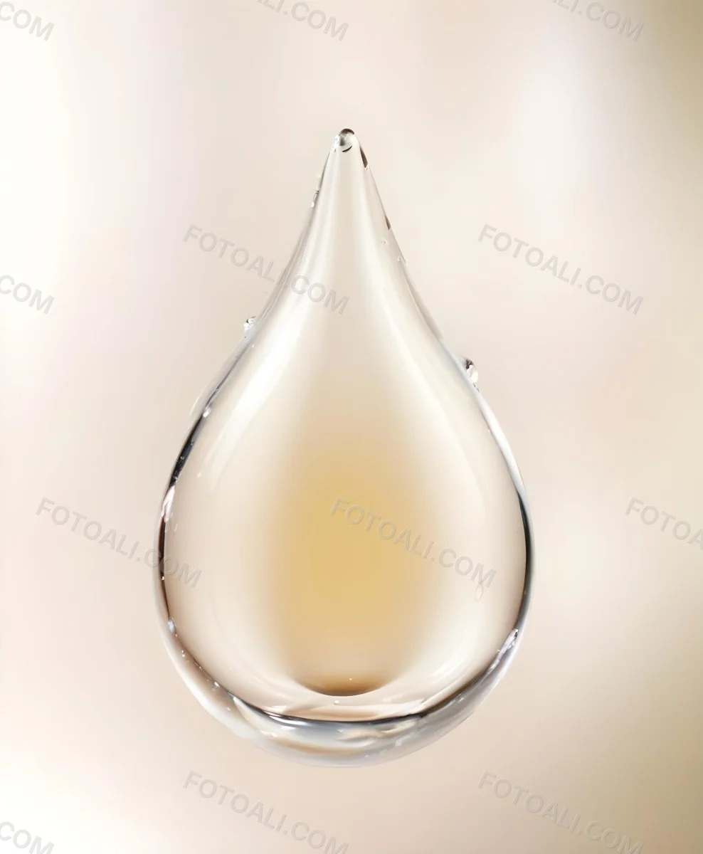 A Large Clear Glass Teardrop Shaped Object Filled With A Golden Liquid 2 4c86