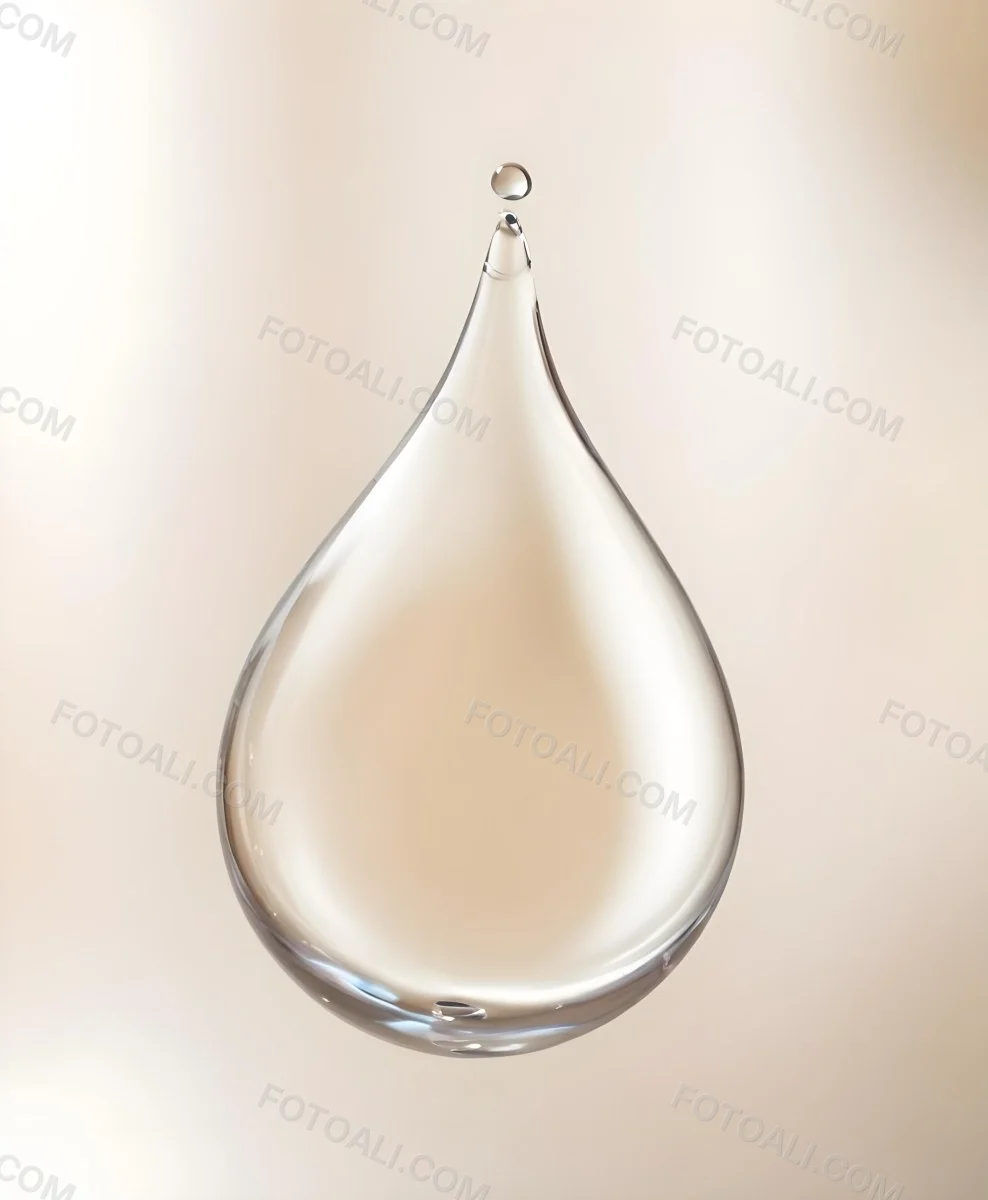 A Large Clear Glass Teardrop Shaped Object Filled With A Golden Liquid 6 785b