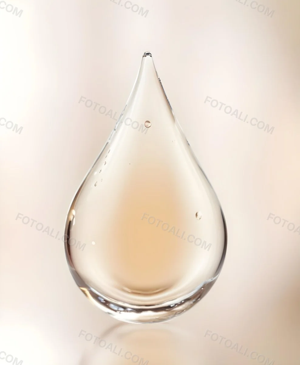 A Large Clear Glass Teardrop Shaped Object Filled With A Golden Liquid 8 Ab4c