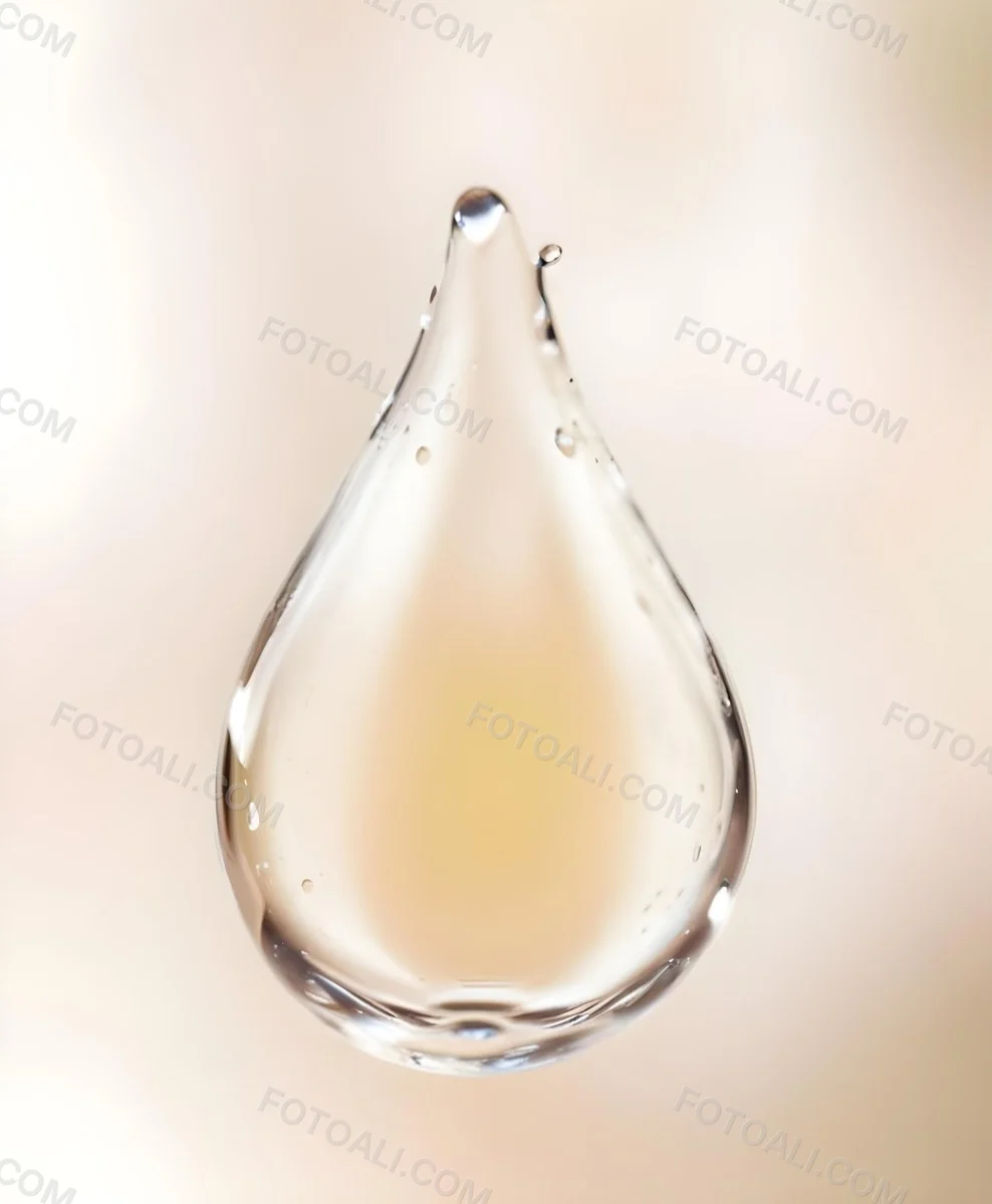 A Large Clear Glass Teardrop Shaped Object Filled With A Golden Liquid 9 F31c