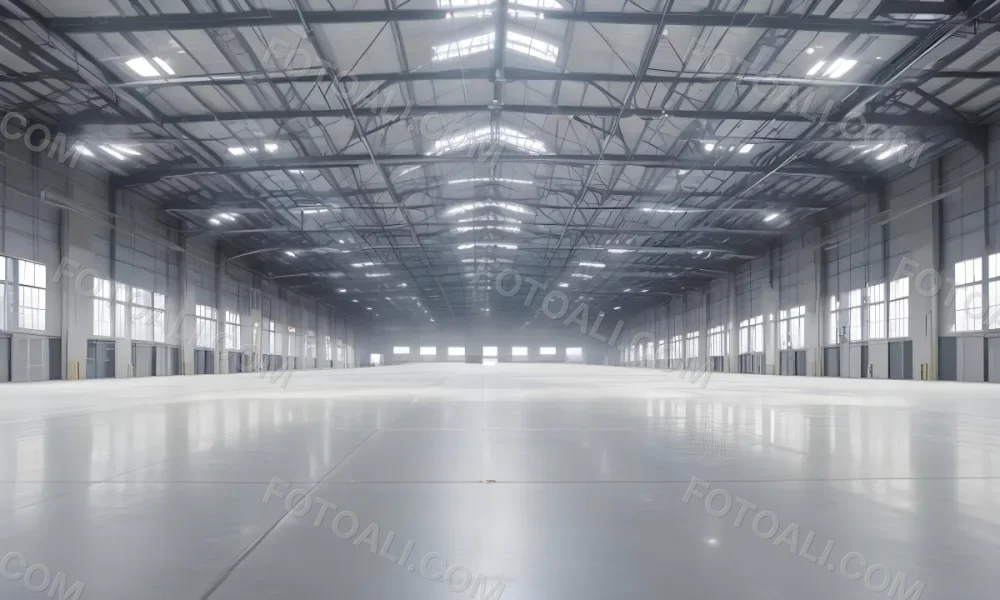 A Large Empty Industrial Warehouse With A High Ceiling Metal Floor And Metal Truss Structure 16 2d4a