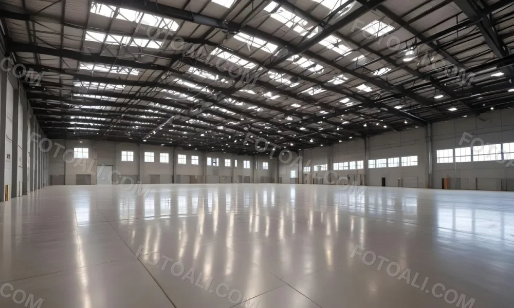 A Large Empty Industrial Warehouse With A High Ceiling Metal Floor And Metal Truss Structure 6 A0a5