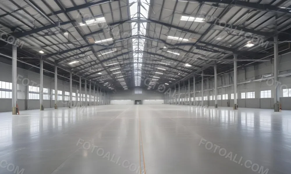 A Large Empty Industrial Warehouse With A High Ceiling Metal Floor And Metal Truss Structure 9 4e75