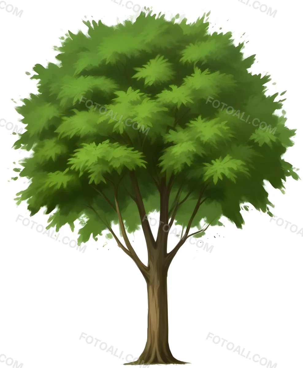 A Large Lush Green Tree With A Thick Trunk And Full Canopy Of Leaves In A Forest Setting With A Blurred Verdant Background 10 A9c9
