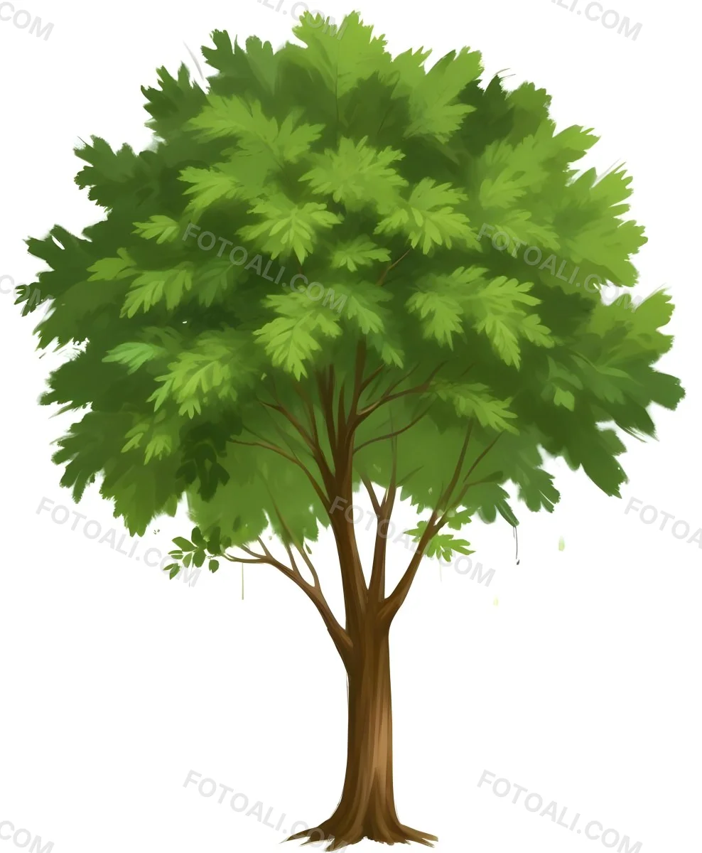 A Large Lush Green Tree With A Thick Trunk And Full Canopy Of Leaves In A Forest Setting With A Blurred Verdant Background 5 5b02