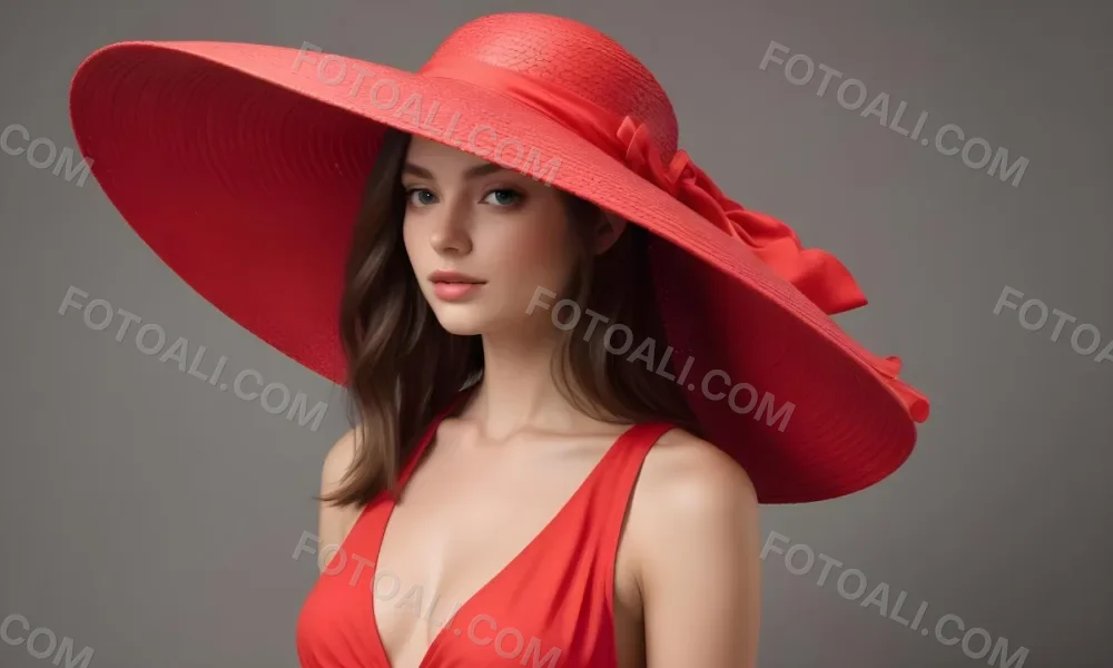 A Large Red Straw Hat With A Wide Brim 1 4103