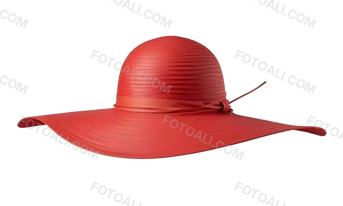 A Large Red Straw Hat With A Wide Brim 10 D82c