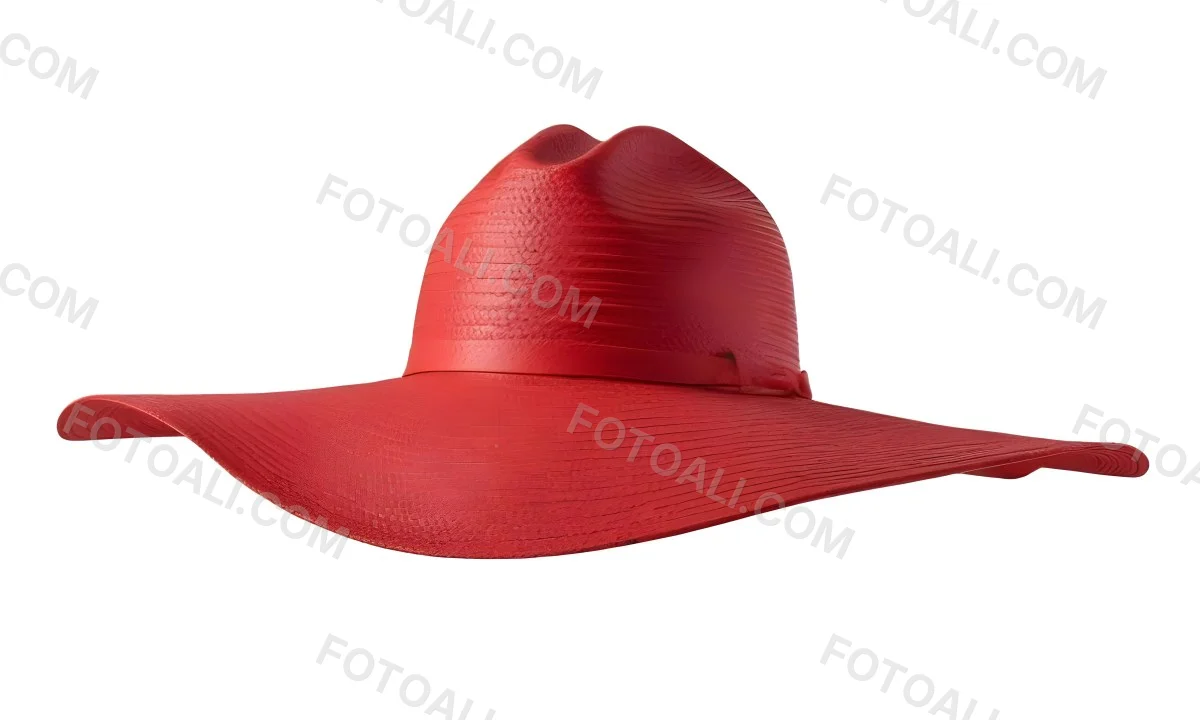 A Large Red Straw Hat With A Wide Brim 11 C444