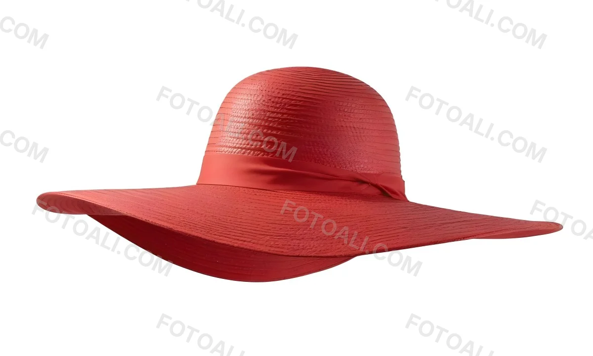 A Large Red Straw Hat With A Wide Brim 12 D33a