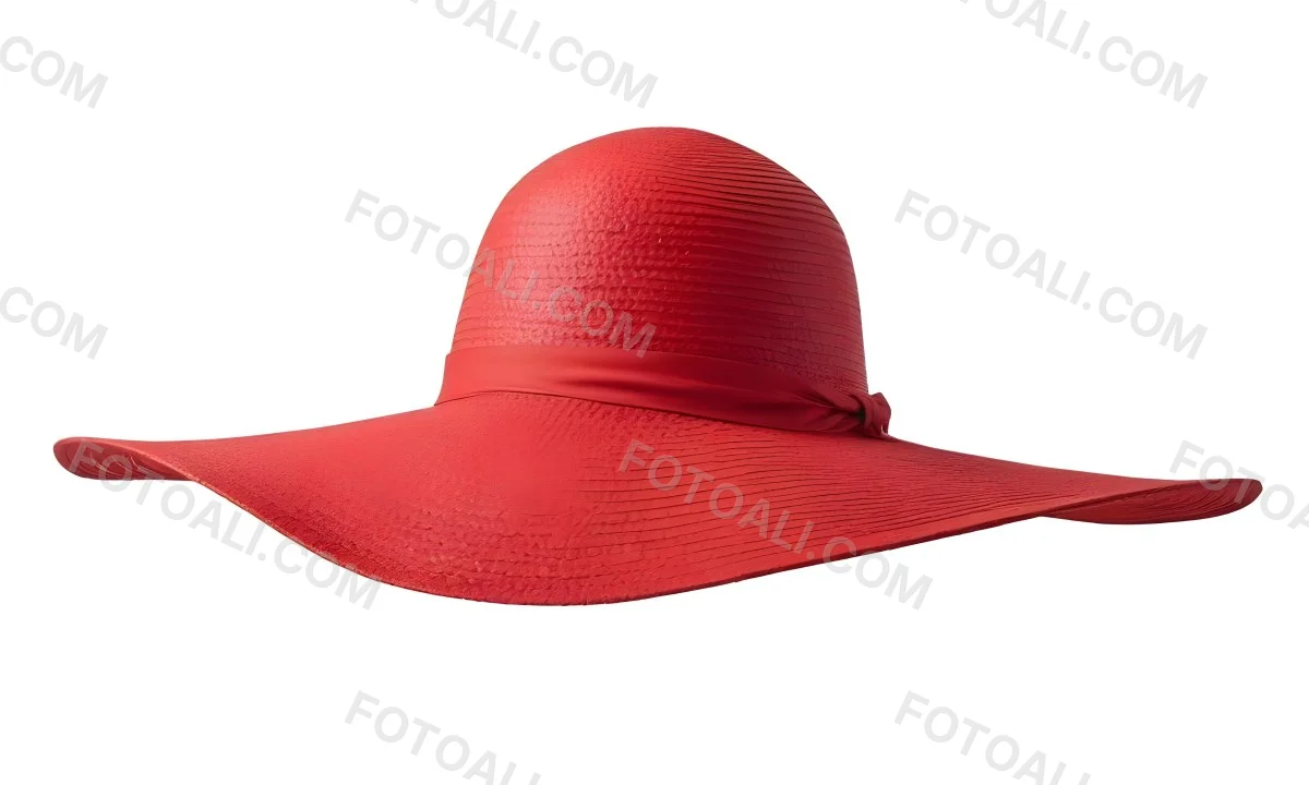 A Large Red Straw Hat With A Wide Brim 14 C35d