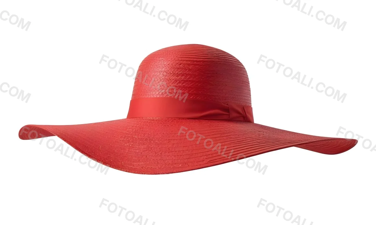 A Large Red Straw Hat With A Wide Brim 16 82f0