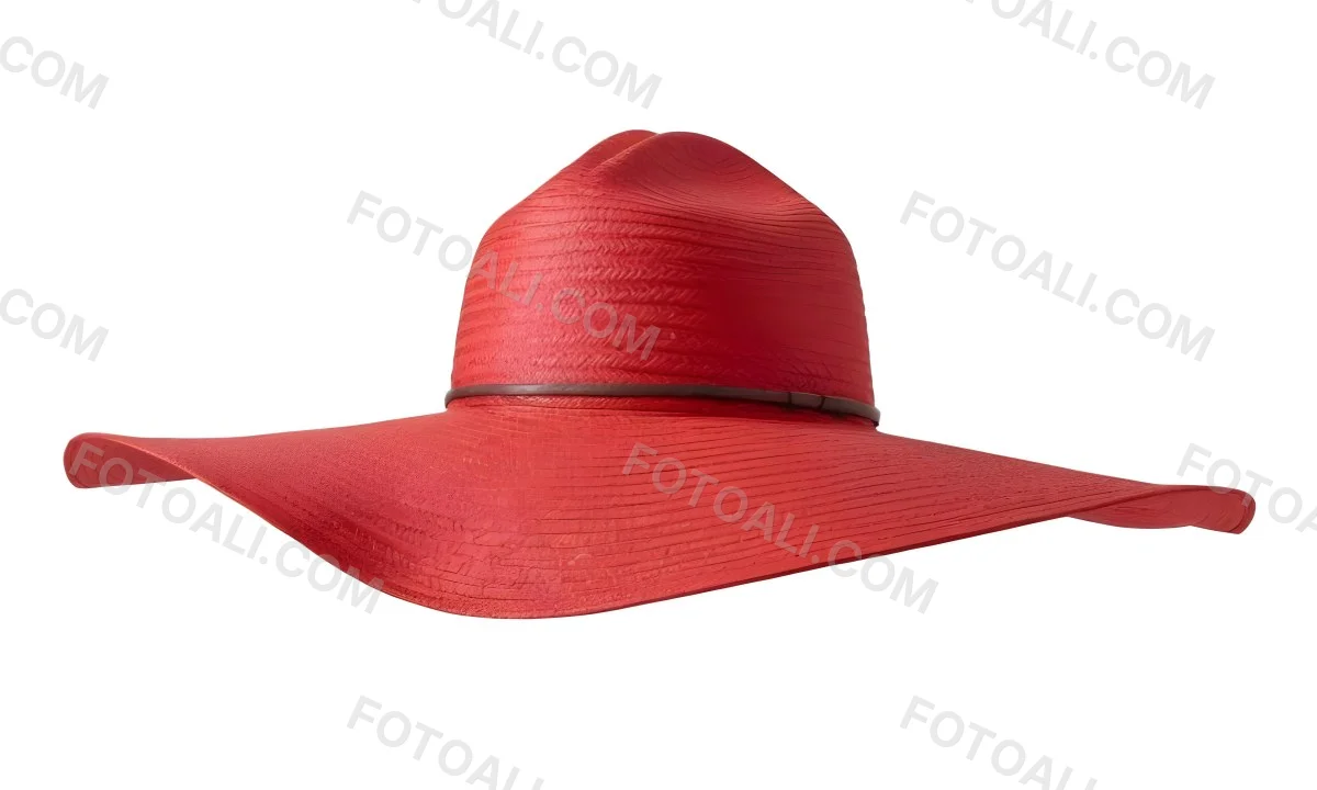 A Large Red Straw Hat With A Wide Brim 17 7f07