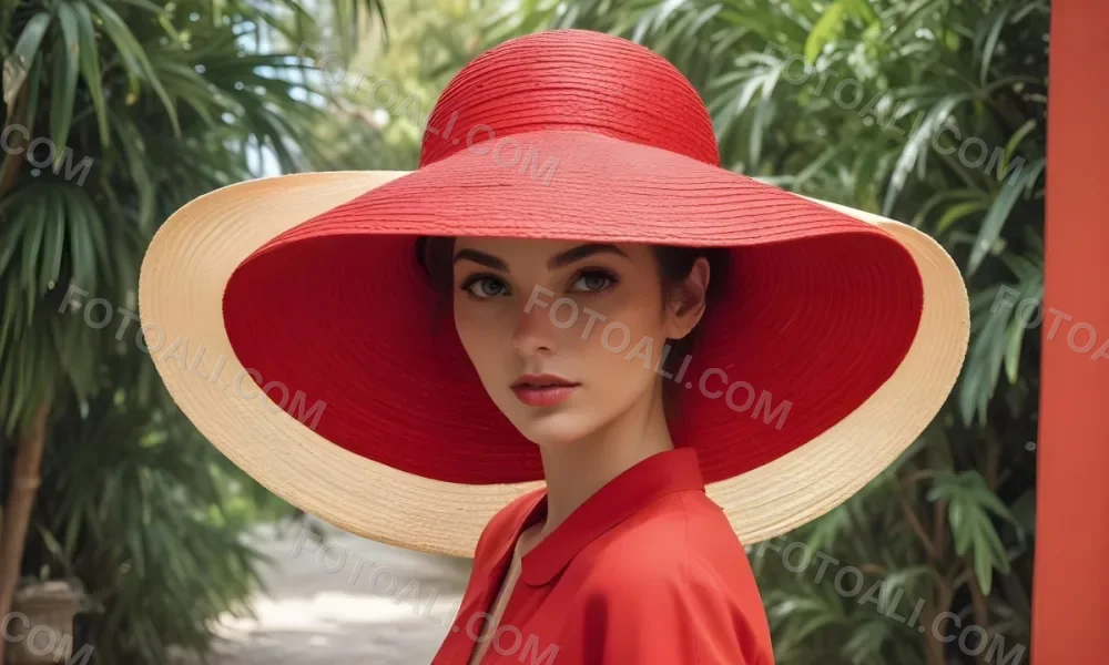 A Large Red Straw Hat With A Wide Brim 3 1dbd