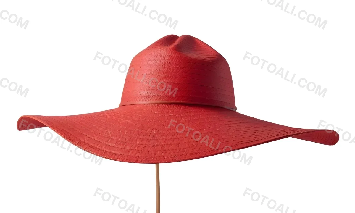 A Large Red Straw Hat With A Wide Brim 7 8d39
