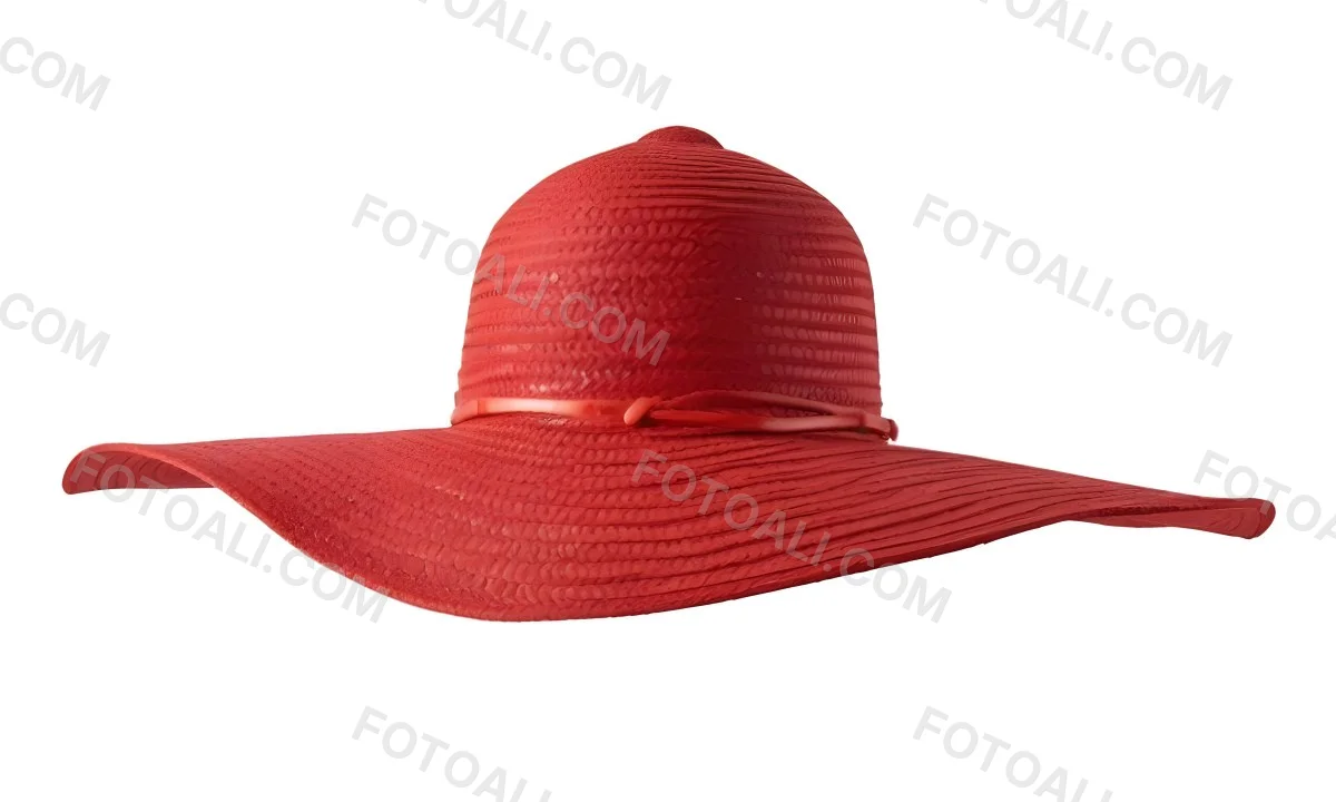 A Large Red Straw Hat With A Wide Brim 8 613c