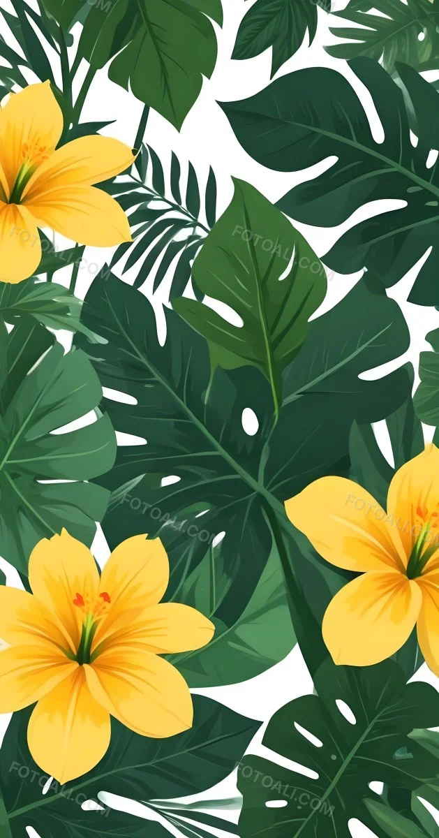 A Large Yellow And Green Flower With Long Green Leaves Likely A Tulip Or Similar Flower The Flower Has A Vibrant Detailed Appearance With Intricate Petals And A Prominent Center The Background 90 3929