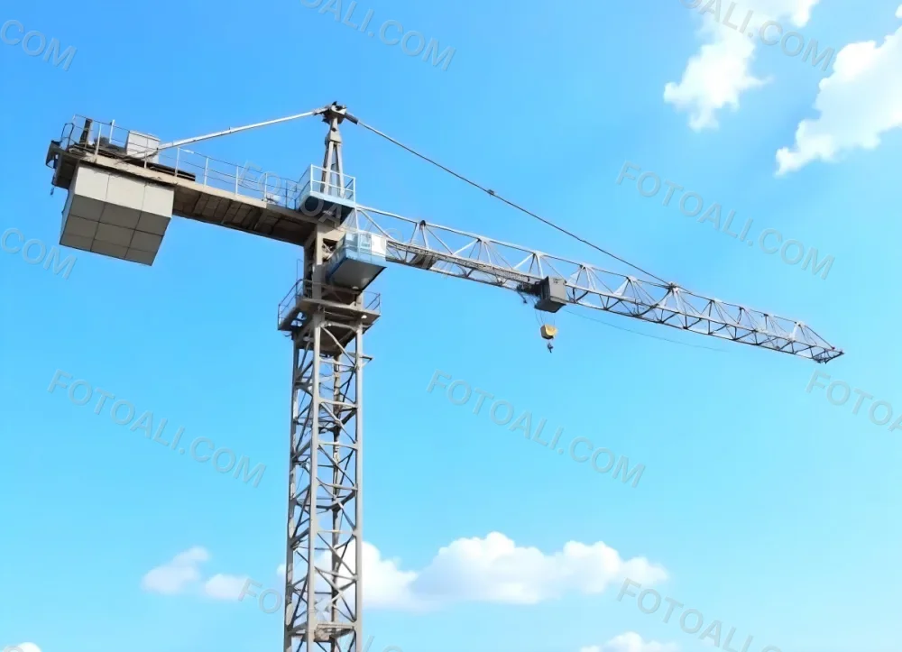 A Large Yellow Construction Crane Against A Bright Blue Sky 2 C938