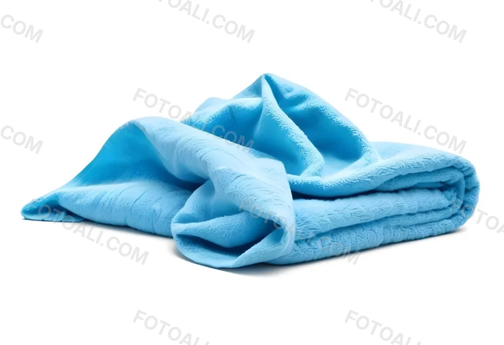 A Light Blue Towel Terrycloth Texture Folded And Crumpled Soft And Absorbent For Drying Or Cleaning On A White Background 1 52ca