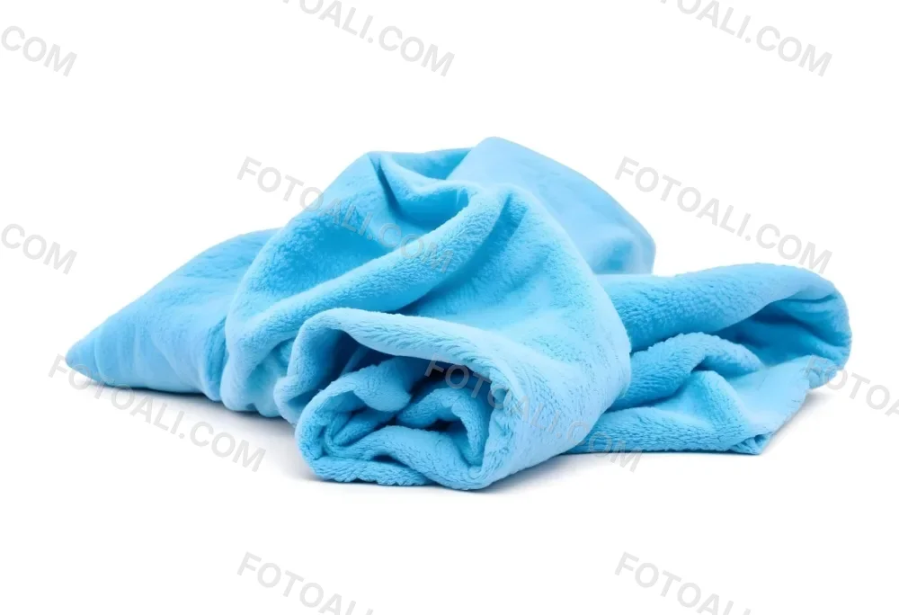A Light Blue Towel Terrycloth Texture Folded And Crumpled Soft And Absorbent For Drying Or Cleaning On A White Background 3 Fc8d